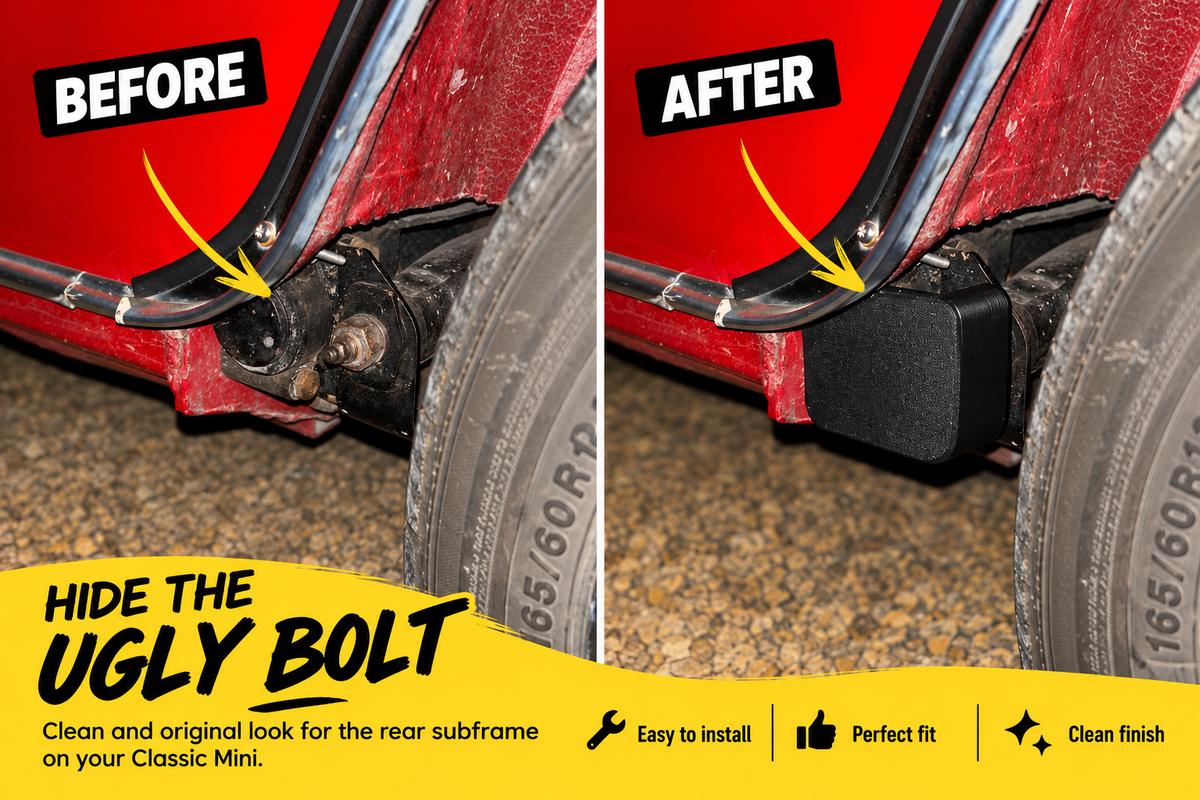 Classic Mini Rear Subframe Bolt Covers – Clean Finish (Pair)