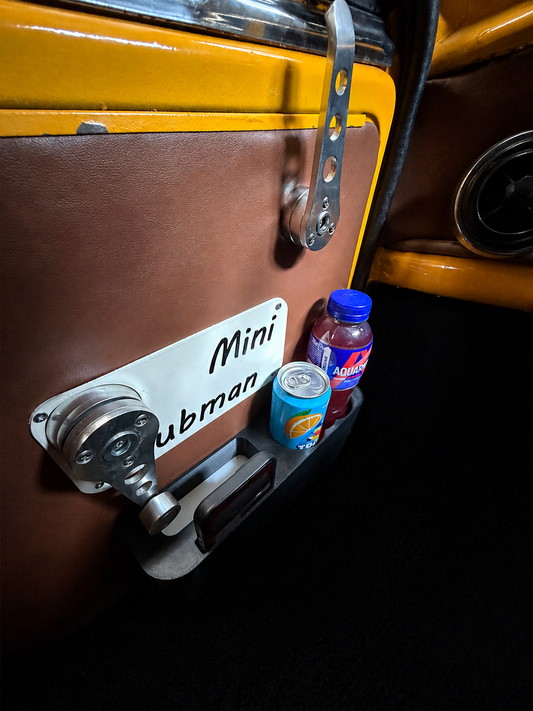 Classic Mini MK3–MK7 Door Organizer – Dual Cup Holder & Phone Holder