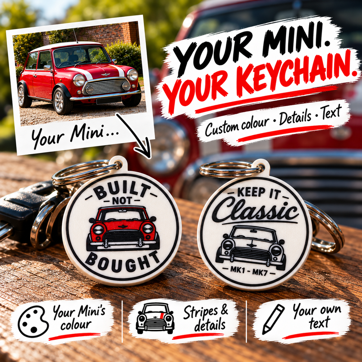 Custom Classic Mini Keychain – Your Mini, Your Design